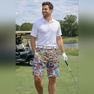 #1751 Loudmouth Postcard Colorful Golf Shorts Sz.38 NWT